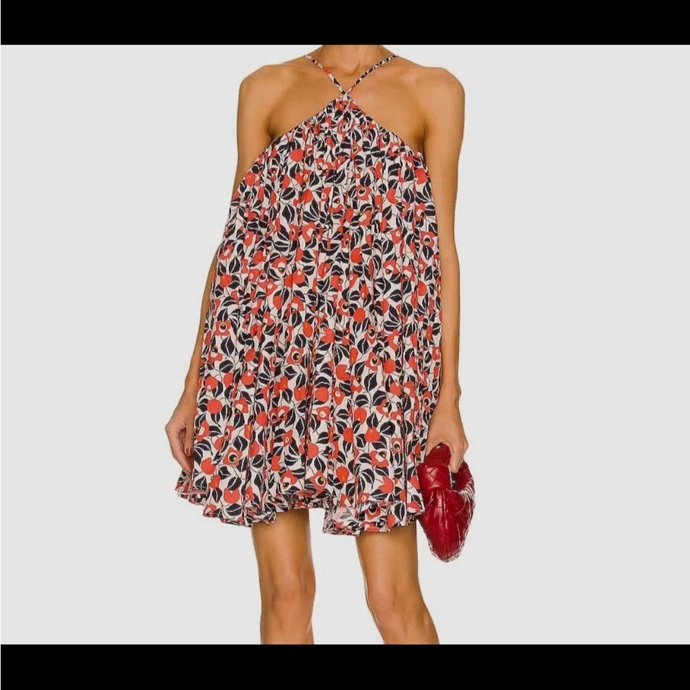 $411 Agua Bendita Women's Red Celeste Mini Dress Size S